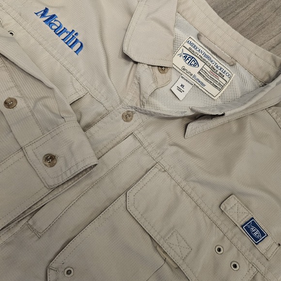 AFTCO Shirt Mens XL Beige Performance Vented Fishing Lightweight *PULLS IN FRONT - Picture 1 of 8